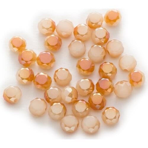 50 Piece Champagne Gradient Color Bread Faceted Crystal Glass Spacer Beads Jewelry Findings 4-8mm