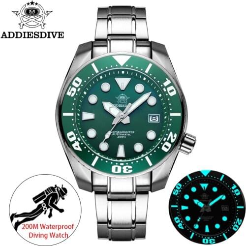 Addies Automatic Mechanical Diver Watch BGW9 Luminous mens watches divers Sapphire Crystal 200m Waterproof dive watch NH35
