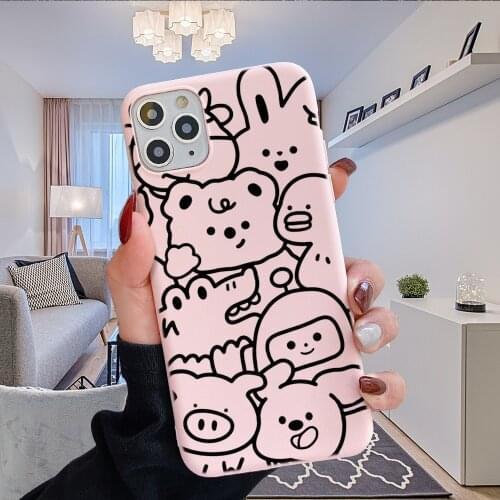 Cute Pattern Phone Case for iPhone 12 pro max mini 11 pro XS MAX 8 7 6 6S Plus X XR red case