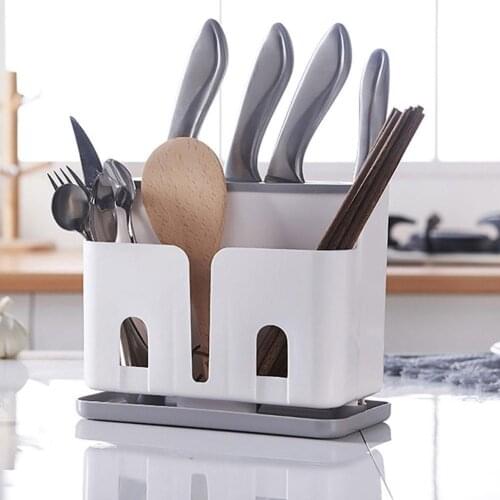 Kitchen Knife Holder Draining Box Spoon Fork Chopsticks Tableware Organizer for Knives Large Capacity Multifunctional Storage Se