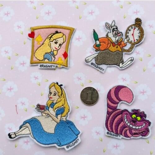 Disney Cartoon Embroidered Cloth with Alice Stickers Embroidery Patch Iron on Transfers for Clothing Patches for Clothing