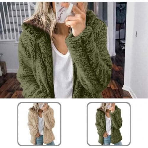 Elegant Zipper Closure Women Fleece Coat Fleece Coat Soft Cold Resistant