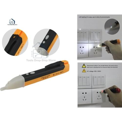 Electric Indicator 1AC-D Non-Contact Socket AC 90-1000V Power Outlet Voltage Detector Sensor Tester Pen LED Light Electric Penci