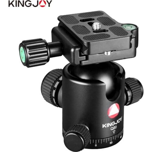 KINGJOY Official Q20 Tripod Head Ball Head Rotating Panoramic BallHead with plate 1/4" to 3/8" Screw for Monopod DSLR Camera