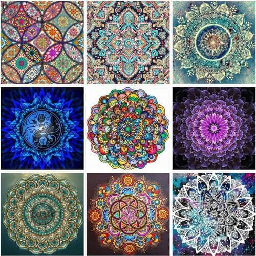 HUACAN 5d Diy Diamond Painting Mandala Diamond Embroidery Cross Stitch Flower Pictures Of Rhinestones Mosaic Decortion
