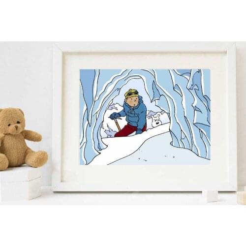 Hand Made Oil Painting The Adventures of Tintin Modern Art Artworks Funny TinTin Cartoon On Canvas For Kids Room