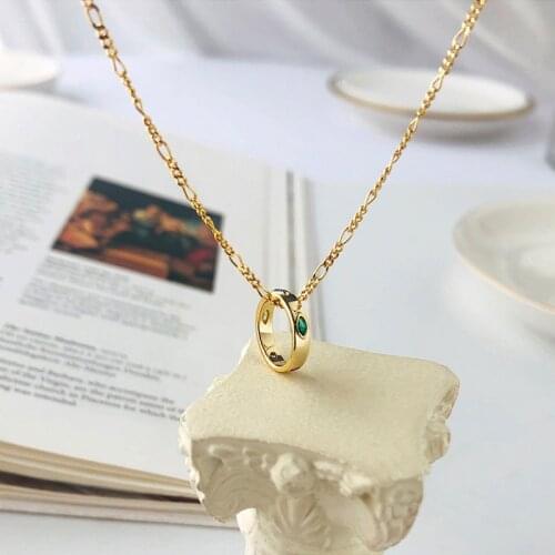 Amaiyllis s925 Sterling Silver Hollow Circle Necklace Micro Pave Zircon clavicle Chain Trend Accessories For Womens Necklace