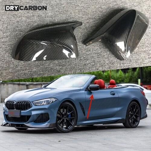 2Pcs Carbon Fiber & ABS Car Rear Review Mirror Cover Caps for BMW 8 Series G14 G15 G16 M Sport 2018 - 2021 Replacement