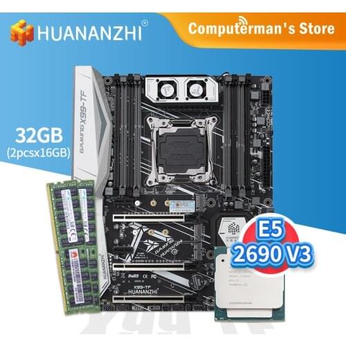 HUANANZHI X99 TF Motherboard combo kit set CPU Intel XEON E5 2690 V3 Memory 2*16G DDR4 RECC 2133memory M.2 NVME USB3.0 ATX