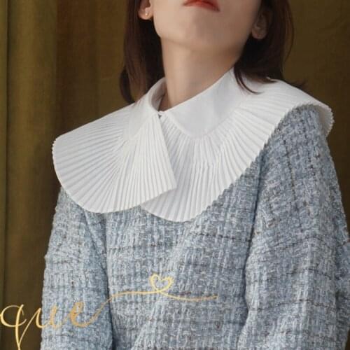 Lace Women High Quality Neckstand Fake Collar Tie Women Solid Color Detachable White fan-shaped white cotton fake collar