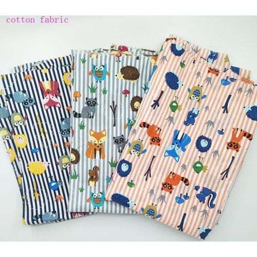 Cute Cartoon Animal Fox/Squirrel/Owl Pattern Print Cotton Fabric Quilt fabric Handemade Sewing Crafts for Sewing Baby Clothing