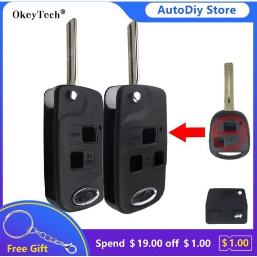 Okeytech 2/3 Button Modified Flip Remote Car Key Shell Case Fob For Toyota FJ/Land Cruiser Camry For Lexus With Button Pad Toy43