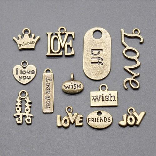 Fashion 20pcs Love Nameplate Charm Pendants Diy Jewelry For Necklace Bracelet Craft Findings
