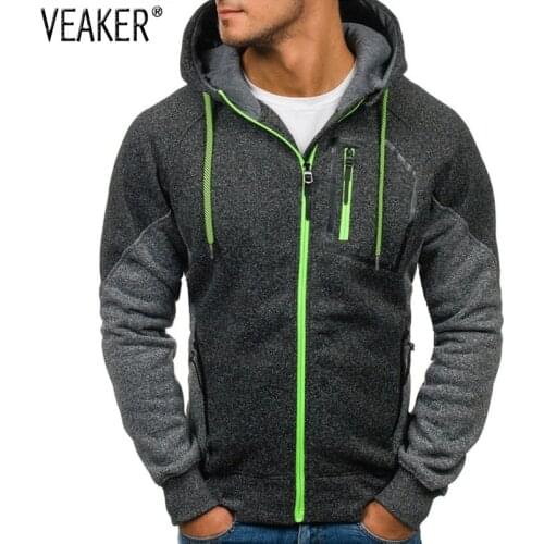 2019 Autumn Mens Zipper Hoodies Coat Male Hooded Sweatshirt Jackets Men Slim Fit Hoodie Outerwear Sweatshirts Coat 3XL