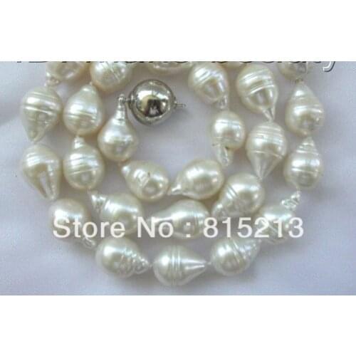 N675 stunning big 15mm baroque white reborn keshi freshwater cultured pearl necklace 28% Discount NEW