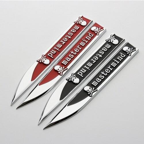 Car Side Fender Stickers for Mastermind Skull Logo Metal Blade Badge Emblem Decals for Land Rover Ferrari Renault Opel LADA BMW