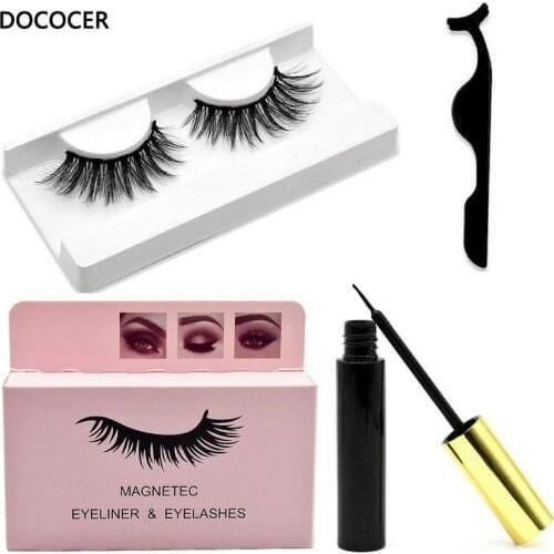 Natural 3D Magnetic Eyelashes Kit Handmade False Eyelashes Magnet Lashes Extension Magnetic Eyeliner Makeup With Tweezers Set
