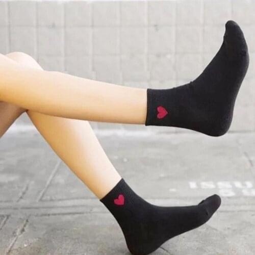2021 new style Japanese love socks female mid-tube polyester cotton cute mid-short socks