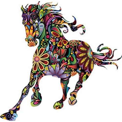 New Wall Sticker For Kids Room Colorful Flower Pattern Horse Decal Sitting Room Mural Art Rooms Wall Stickers Decorative