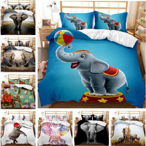 Autumn And Winter Elephant Cartoon Digital Printing Duvet Cover Home Textile Set Single Bed Double Bed Two Or Three Piece Set