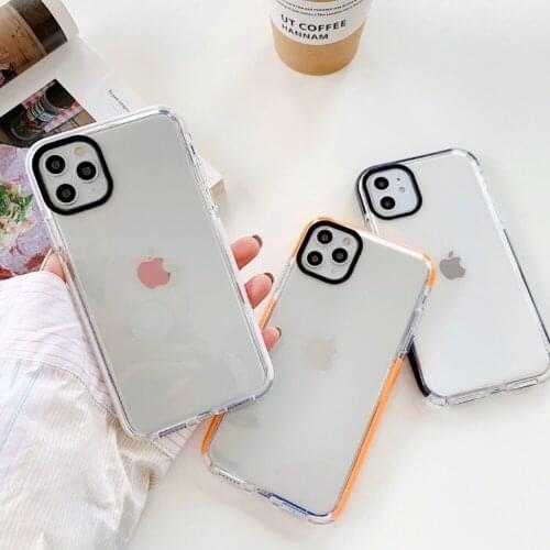Simple Transparent Border Phone Case For iPhone 11 Pro 7 8 6 6S Plus X Xr Xs Max Frame Color Anti-Fall Soft Protective Back Case