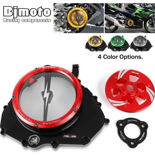 Engine Clear Clutch Cover & Clutch Pressure Plate & Spring Retainer R For Kawasaki Ninja400 Z400 Ninja 400 2018 2019 2020 2021