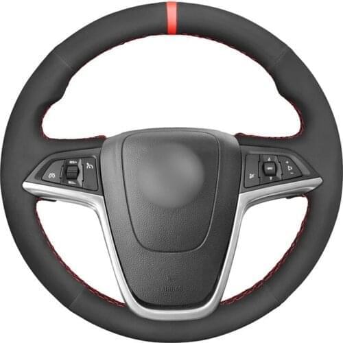 Hand-stitched Black Suede Car Steering Wheel Cover for Opel Mokka 2012-2019 Insignia 2008-2013 Astra (J) 2010-2015
