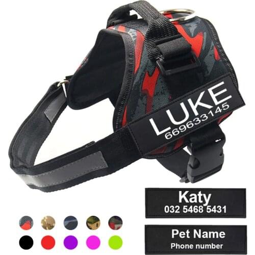 Dog Harness NO PULL Reflective Adjustable Personalized Pet Harness For Dog Vest Custom Id Tags Patch Outdoor Walking Dog Supplie