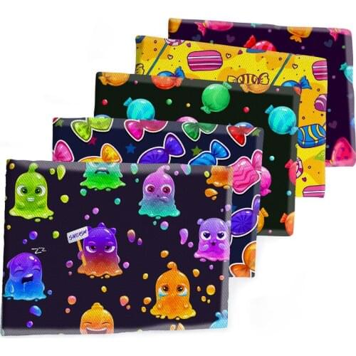 50*145CM Fabric Cute Candy Pattern Printed Polyester Cotton Twill Fabric Patchwor Printed