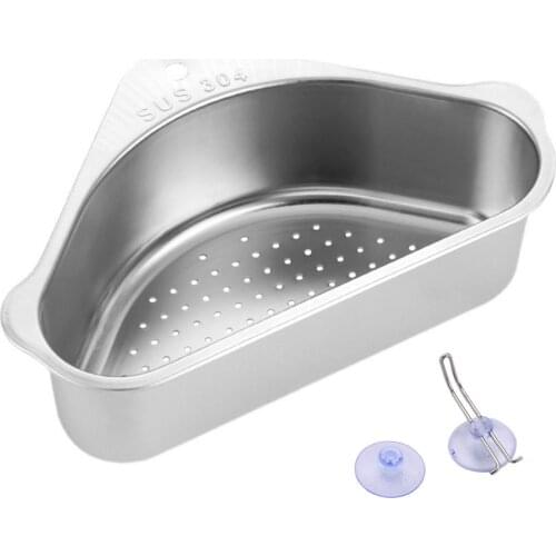 Triangular Sink Strainer Drain Fruit Vegetable Drainer Basket Suction Cup Sponge Rack Storage Sink Filter Shelf Kitchen Tools