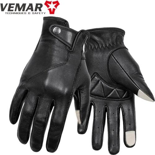 Vemar Guanti Uomo Primavera Inverno In Pelle di Capra del Cuoio Genuino Moto D'epoca Moto Cavaliere Guanti Anti-caduta
