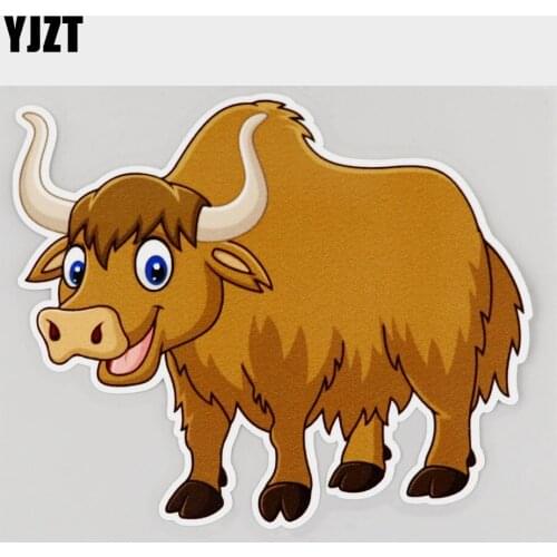 YJZT 13.6CM×11.6CM Happy Yak Wilderness Animal Decal PVC Car Sticker 11C-0498