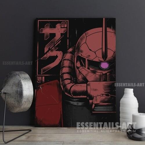 Zaku II in Half Gundam Canvas Wall Art Painting Decor Poster Bedroom study studio print Living kid Room Home Decoration Prints