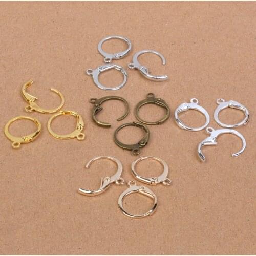 20PCs/lot Stainless Steel Earring Hooks&Clasps Silver Gold Color Round Leaf Earring Clips Hook Findings For DIY Earring