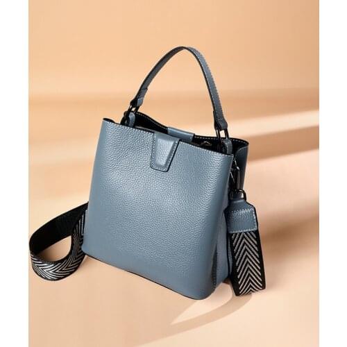 OUSSON 2021 Women Fashion Travel Work Large Capacity One-Shoulder Bag Ladies Soft Leather Big Bucket Bag