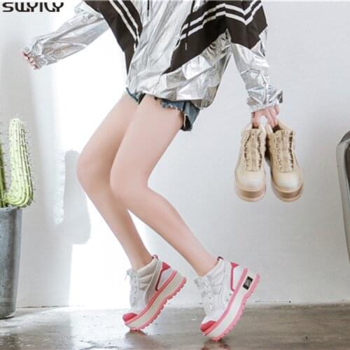 SWYIVY Microfiber Women Ankle Boots High Heel Women Winter Shoes 2019 Fashion Mesh Platform Boots For Woman Solid Shallow Shoe
