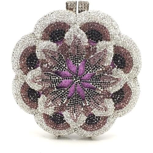 Newest Bridal party purse women evening party handbag fashion diamonds wedding crystal clutches elegant flower crystal purses