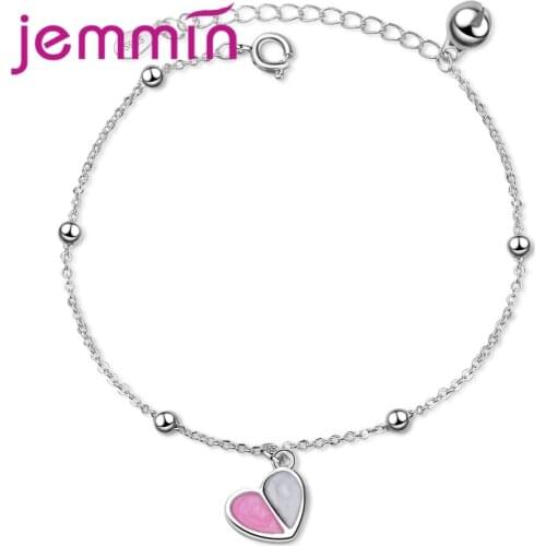 Heart Shaped Pendant Bracelet Jewelry 925 Sterling Silver Charm Brand Sweet Design For Women Fine Jewelry Free Shipping