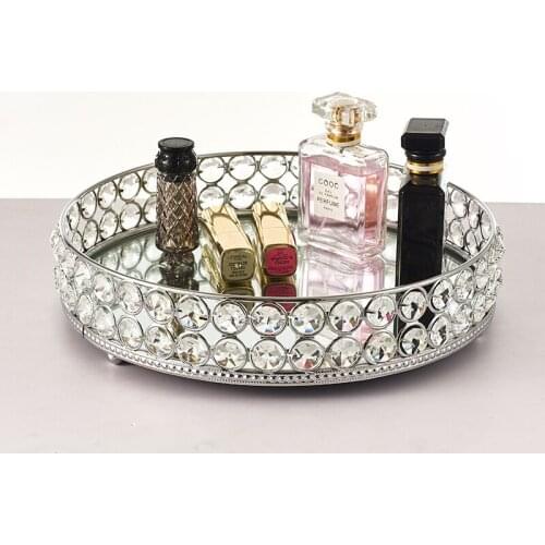 1pcs 8inch/10inch Mirror Cupcake Stand Cake Dessert Holder with Pendants and Beads