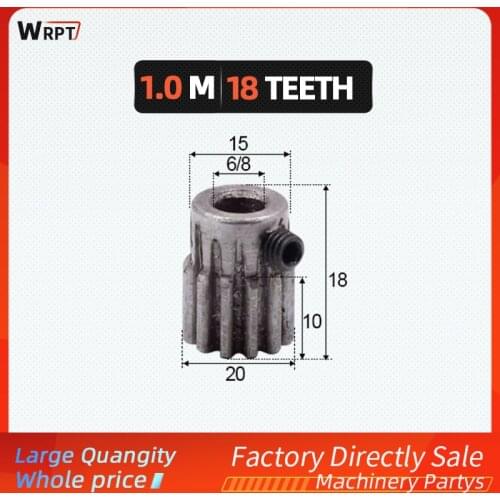 1pcs 1Module Spur Gear pinion Hole 6/6.35/8mm 18Teeth Gear 45 Metal Steel Cylindrical Gears M5 Scew Hole Gray Color