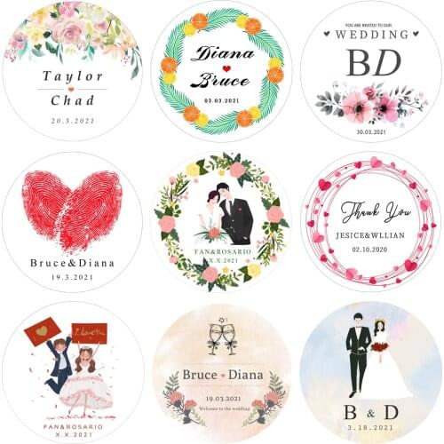 100PCS/Lot 2-7cm Customized LOGO Custom Wedding Stickers Personalized Design Your Label Gift Box Sticker Birthday Party Sticker