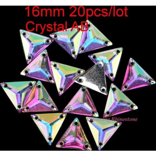 16mm Two Holes Triangle Sew On Rhinestones Resin Sewing On Crystals 20pcs/Pack DIY Garment Jewelry Stone