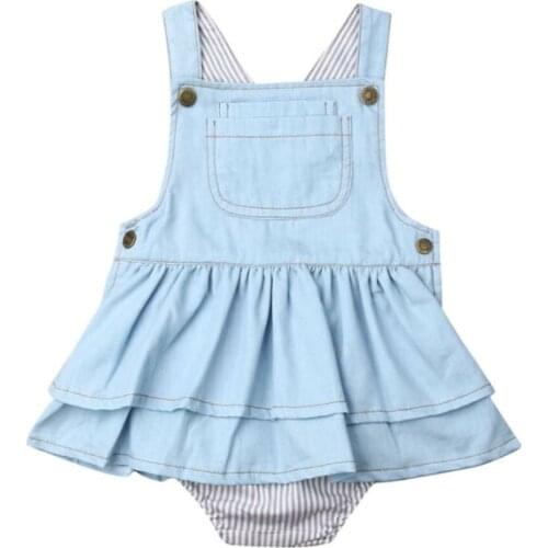 2019 Brand New Fashion Quality Newborn Toddler Infant Baby Girl Solid Suspender Denim Romper Jumpsuit 6M-4T