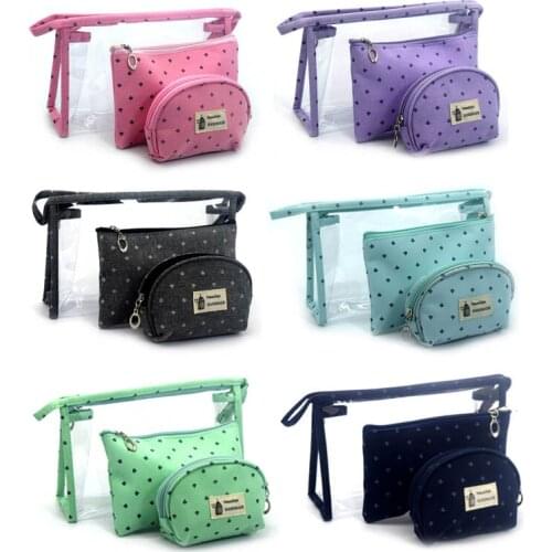 3 Pcs/Set Hot SaleWomen Waterproof Zipped Transparent Cosmetics Container Storage Clutch Bags PVC Travel Makeup Bag FA$3