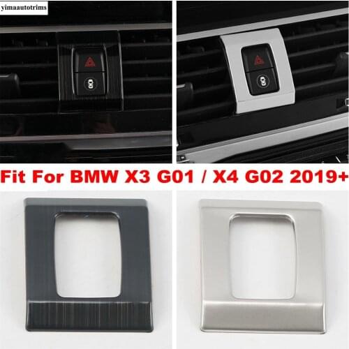 Car Warning Light Button Frame Cover Trim Fit For BMW X3 G01 2018 - 2021 X4 G02 2019 - 2021 Stainless Steel Interior Accessories