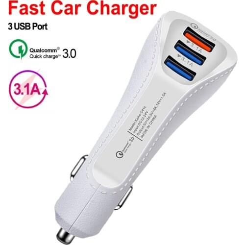 USB Car Charger 3 Port Quick Charge 3.0 Car-Charger 5V 3.1A 3 Ports USB Car Quick Charger for IPhone 7 6 for Samsung Xiaomi
