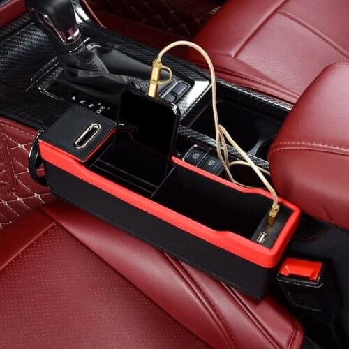 BACANO USB Charging Car Seat Organizer Crevice Storage Box Cup Drink Holder Auto Gap Pocket Stowing Tidying Car Accessories
