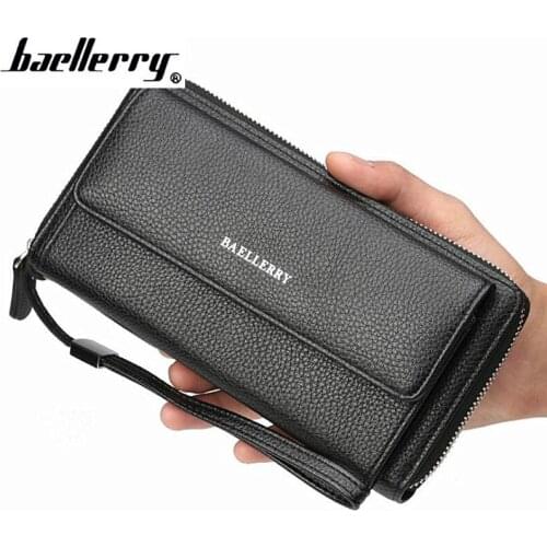 Baellerry New High quality Leather Men Wallets Fashion Design Male Clutch Card Holder Multi-function Purses with Coin Pocket