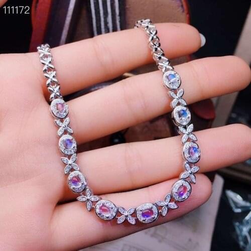 100% Natural And Real Moonstone bangle Bracelet Solid S925 Sterling Silver For Women Color Fine Jewelry