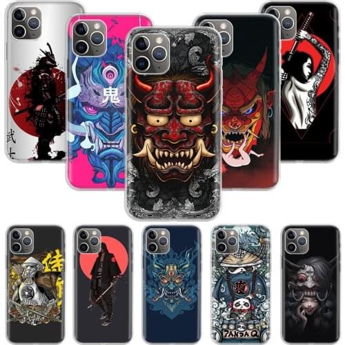 Japanese samurai oni mask Case for Apple iphone 11 12 Mini Pro XS Max XR X 7 8 6 6S Plus 5 5S SE 10 Ten Gift Silicone Phone Cove